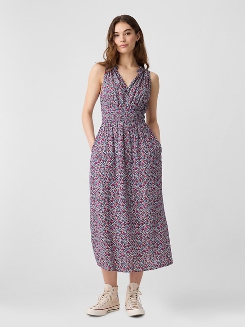 Sleeveless Floral Midi Dress by Gap